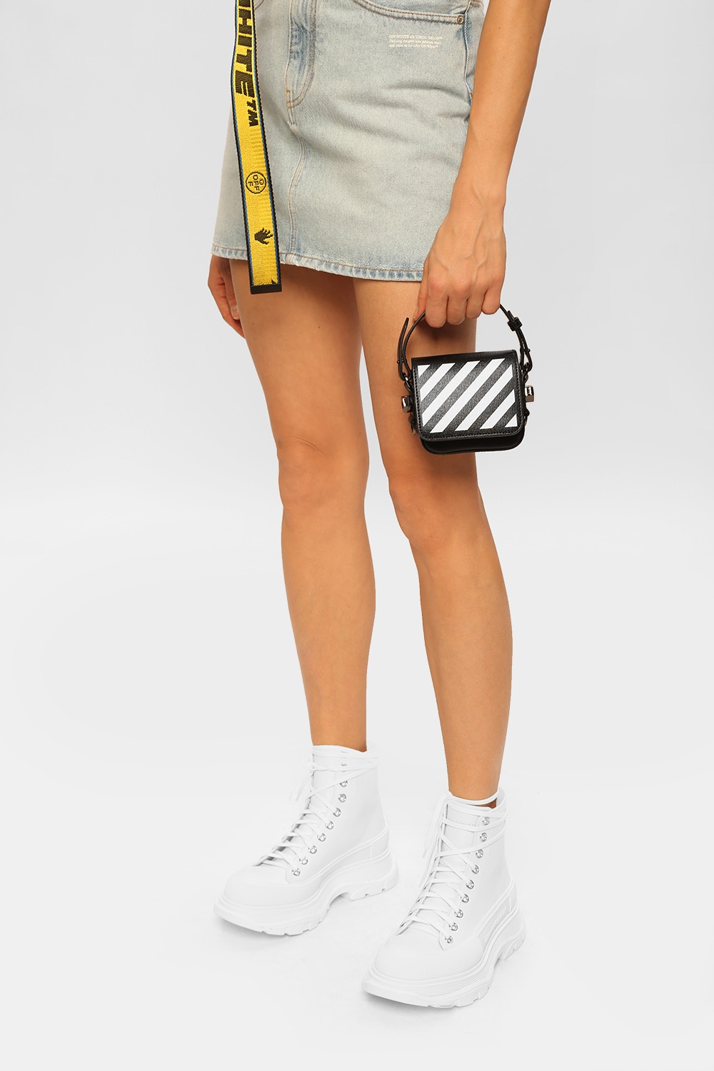 Off white diagonal baby flap online bag